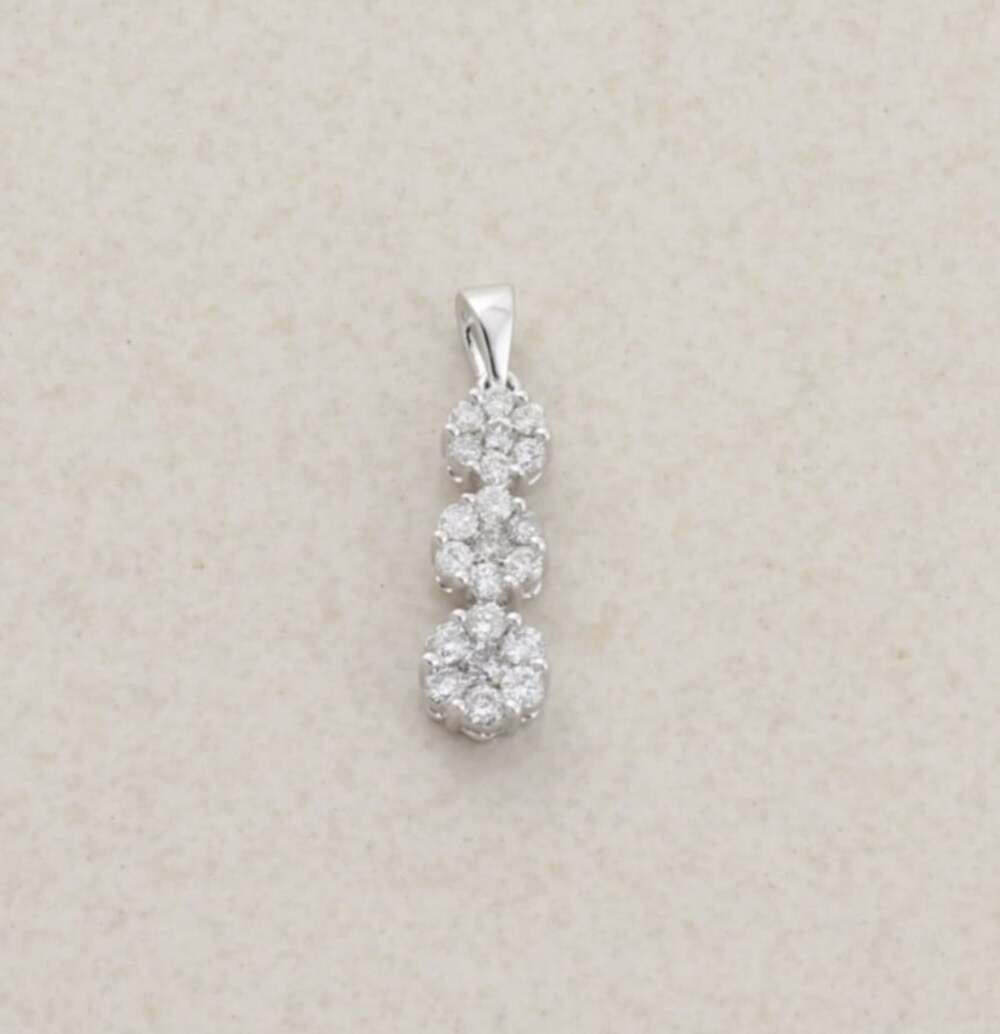 Pendant Only 10k White Gold .25 ct Diamond Pendant 3/4" x 1/4" inch